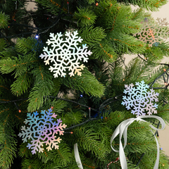 Декоративное украшение Снежинки Искринки, 9 см, Серебро, Металлик, 8 шт