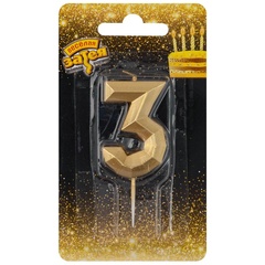 Свеча-цифра Диамант Золото 