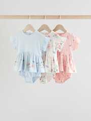 Боди с коротким рукавом для девочек Next E84-781, 3 шт., Розовый, Голубой, Молочный