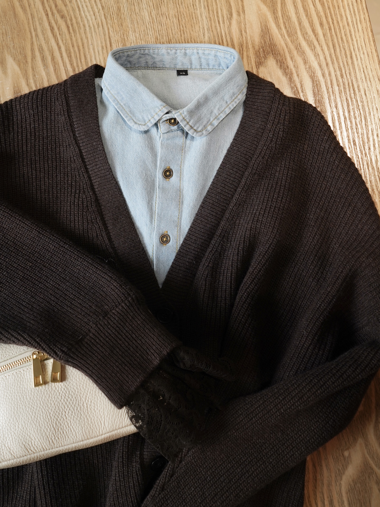 Манишка из денима с отложным воротником