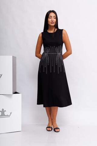 Beatrice b Платье из джерси Punto Milano с геометрическим узором-вышивкой