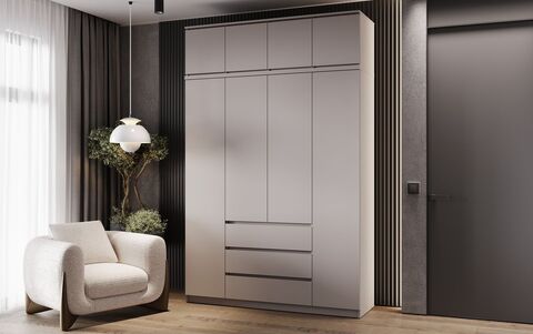 Челси Шкаф 1600 (4-х ств) с АНТРЕСОЛЬЮ (Ш) (Кашемир, Кашемир)