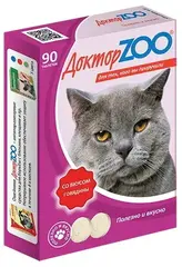 Доктор ЗОО м/в лакомство для кошек говядина 90таб