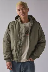 Бомбер Alpha Industries MA-1 Hooded Logo Oxford OG-107 Green (Зеленый)