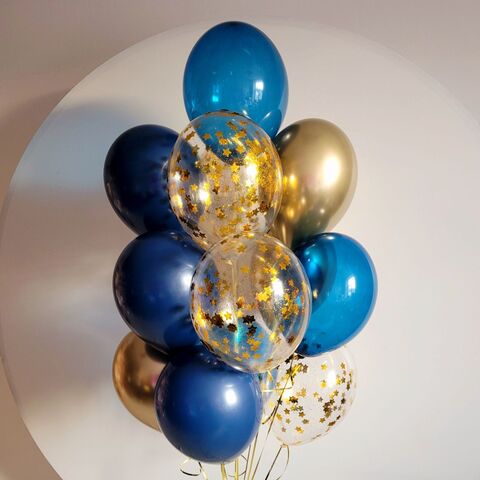 Букет шаров синий с золотом