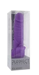 Фиолетовый вибратор с лепестками в основании PURRFECT SILICONE CLASSIC 7INCH PURPLE - 18 см. - 