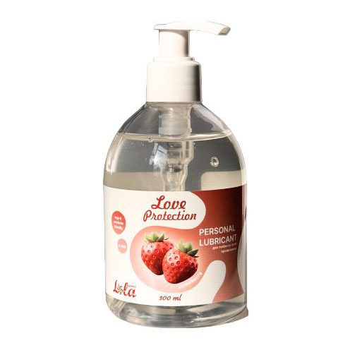 Лубрикант на водной основе с ароматом Клубники Lola Games Love Protection Strawberry 300мл
