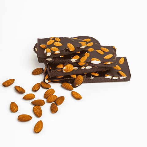 Горький шоколад 72% какао на пекмезе с жареным миндалём, 1 кг