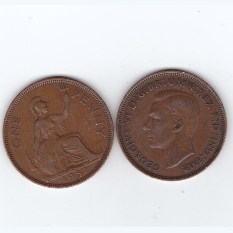 Великобритания 1 пенни 1937-46 случайный год