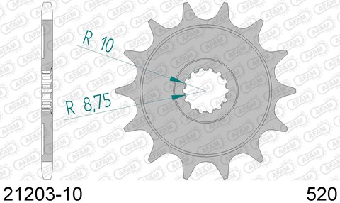 21203-10 звезда передняя (ведущая) стальная , 520, AFAM