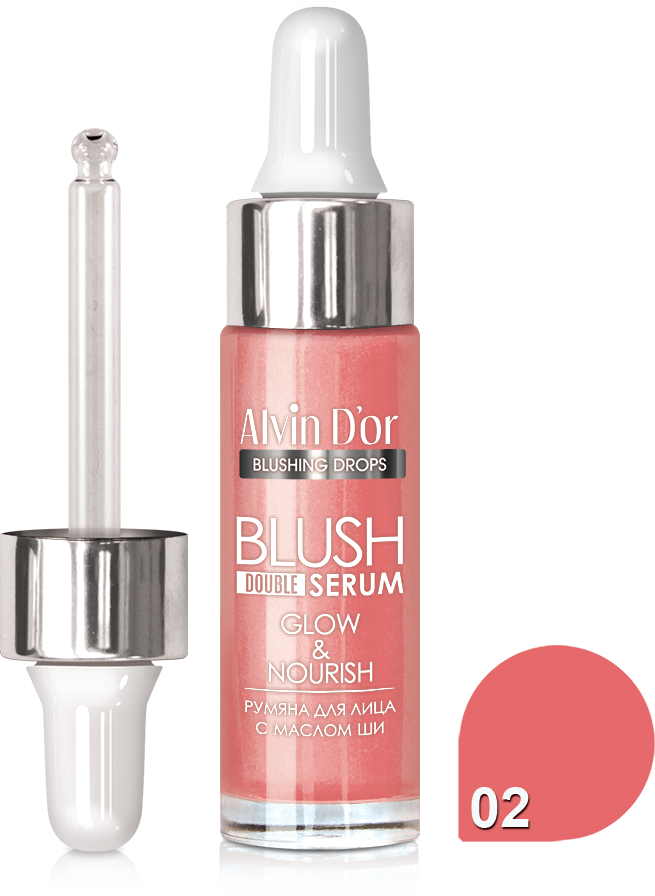 Alvin D`or B-3 Жидкие румяна Blush double Serum тон 02  15мл