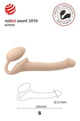 Телесный безремневой страпон Silicone Bendable Strap-On S - 