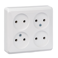 Schneider Electric ЭТЮД Белый Розетка 4-местная открытая установка без заземляющих контактов PA16-205B