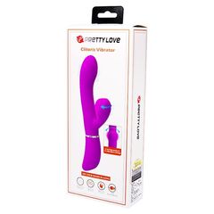 Лиловый вибратор-кролик с подвижной клиторальной щеточкой Clitoris Vibrator - 20,8 см. - 