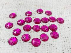 Стразы пришивные акрил, d 1 см, фуксия