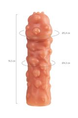 Телесная, покрытая пузырьками насадка на член - 16,5 см. - 