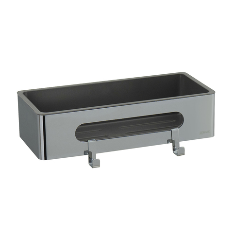 Lemark 9771043 Полка для душа прямая Lemark SHELF LINE из нерж. стали с крючками, хром/вставка-пластик графит