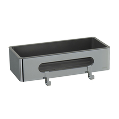 Lemark 9771043 Полка для душа прямая Lemark SHELF LINE из нерж. стали с крючками, хром/вставка-пластик графит фото