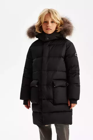 Пальто-пуховик с натуральным мехом для мальчика PULKA