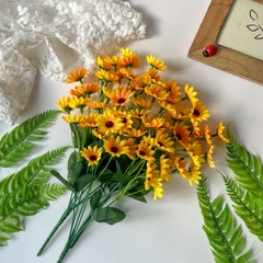 Подсолнухи декоративные мини, искусственные цветы, 22 цветка, букет 33 см, набор 3 букета.