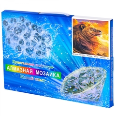 
          Алмазная мозаика Alingar, на подрамнике, с полным заполнением, (глянц) дизайн рамка, 30х40 см, 20 цветов, "Лев на закате"