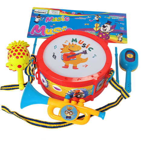 Музыкальный барабан+дудка+погремушка 27*29