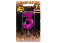 Свеча-цифра Диамант Маджента 