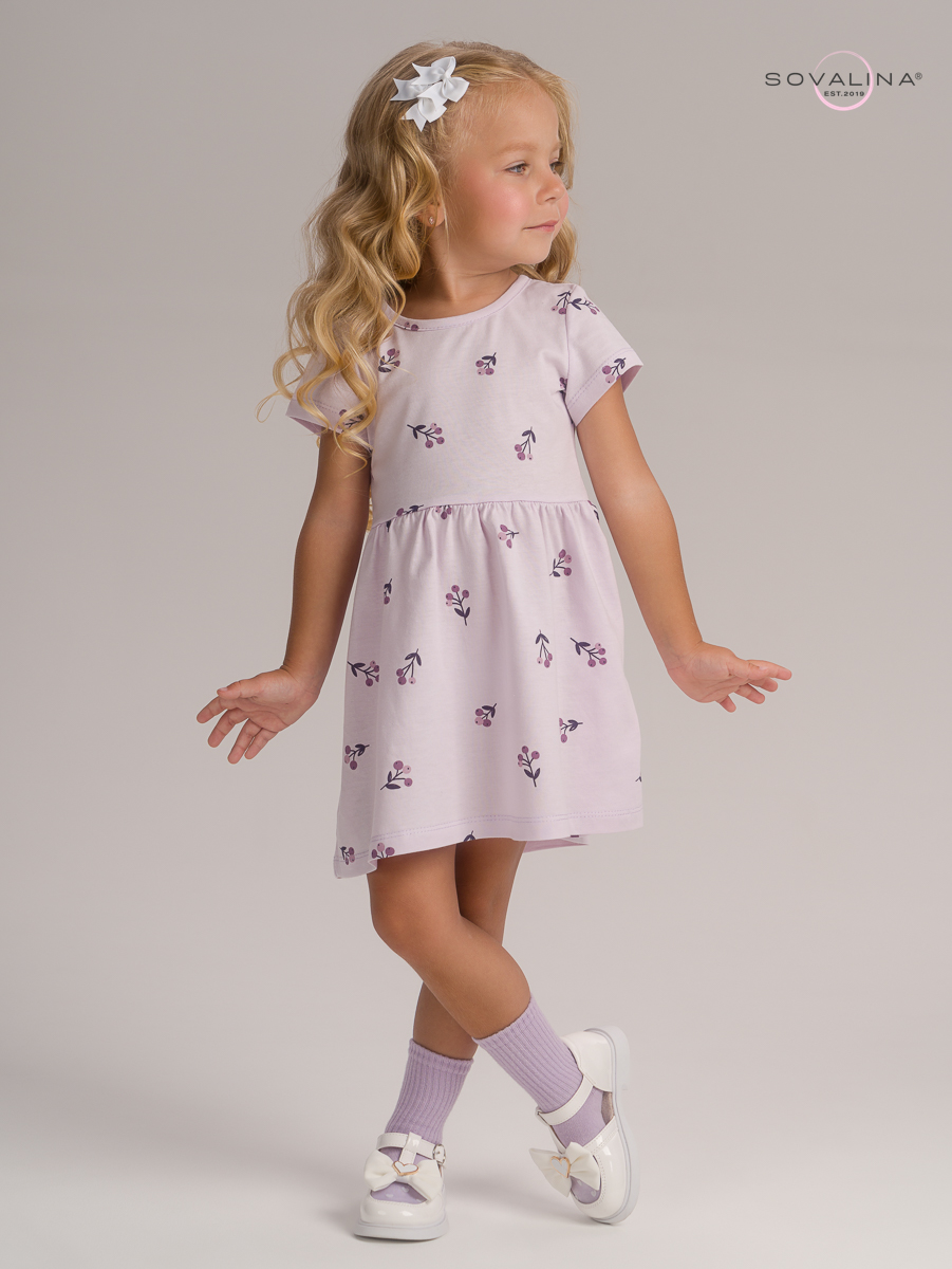 Платье Лето брусника сиреневая