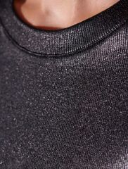 Топ с закрытым декольте из хлопка с эластаном в рубчик с матовым покрытием металлик  D43.227 (129254)