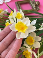 Нарциссы силиконовые, искусственные реалистичные, 5 веток, 15 голов, ветка 35 см, набор 2 букета.