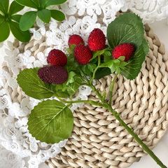 Земляника искусственная на ветке, реалистичная, 9 ягод, ветка 30 см, набор - 1 ветка