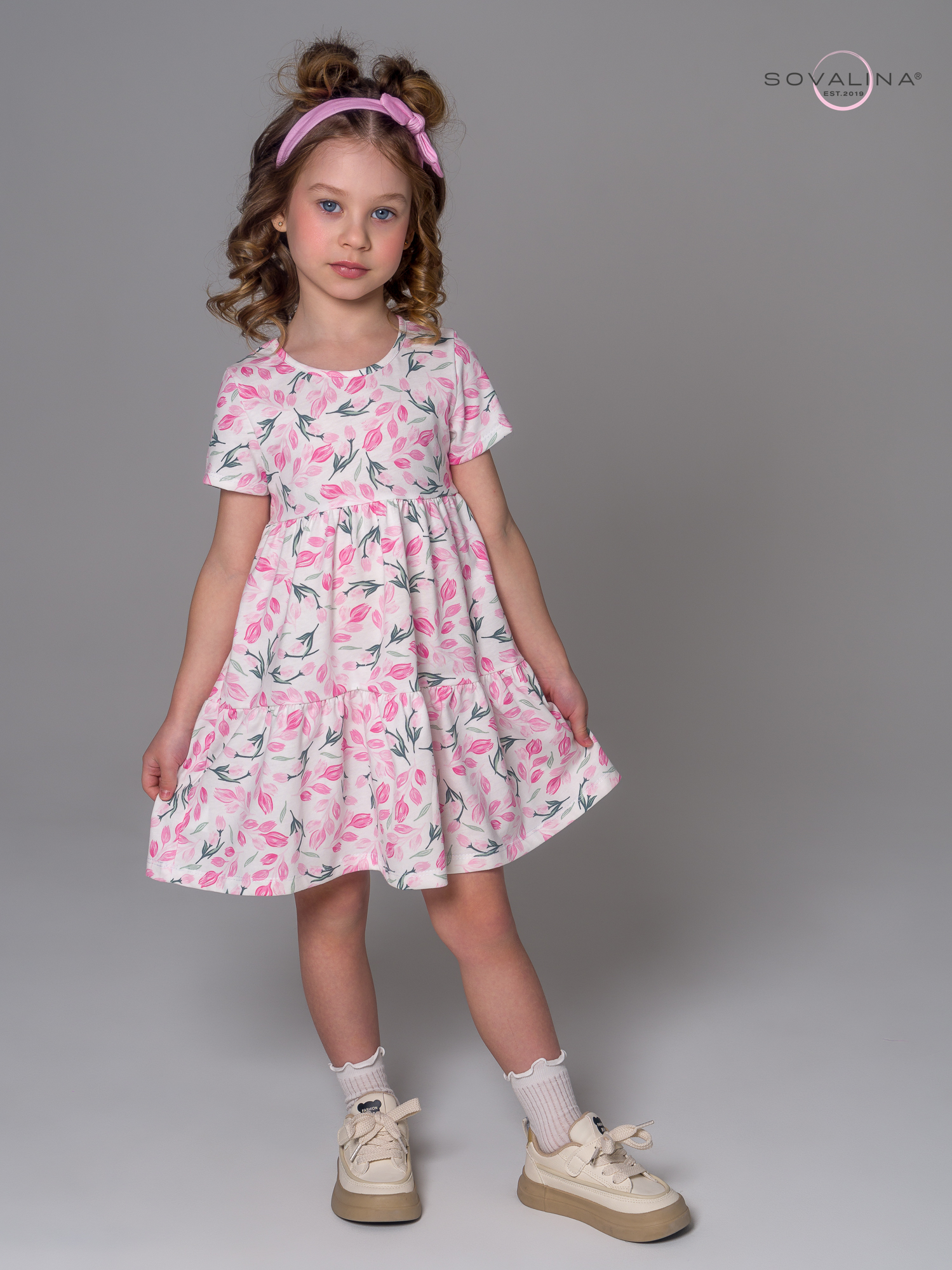 Платье Тия розовые тюльпанчики