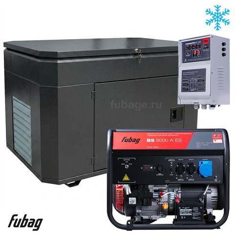 Бензиновый генератор в зимнем ультра тихом кожухе с блоком АВР Fubag BS 8000 A ES/1400SSW RAL 7024