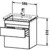 Duravit Durastyle DS648002222 Тумба под раковину, Duravit, Durastyle, ширина, мм-580, глубина, мм-448, высота, мм-610, тип установки-подвесной, форма мебели-прямоугольная, раковина-необходимо заказать, вырез под раковину-один, форма раковины-прямоуго