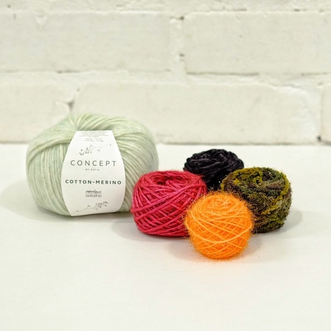 Набор материалов к МК Мотылек в технике Puff Color Knitting