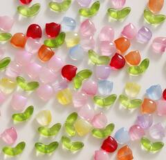 Подвеска листик, акрил, зелёный 14*7 мм, Ф031