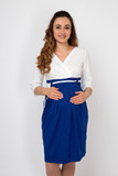 Платье для беременных 07986 белый-синий