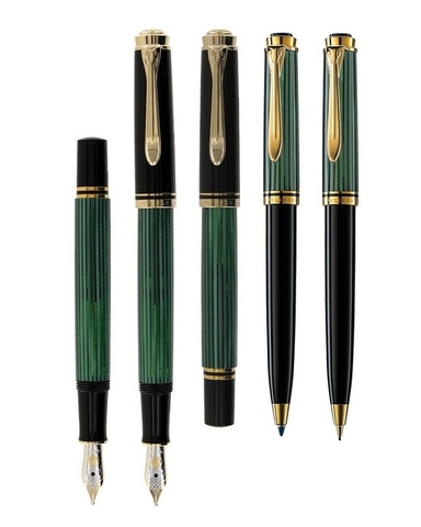 Ручка перьевая Pelikan Souverän® M300, Black & Green GT  (902296)