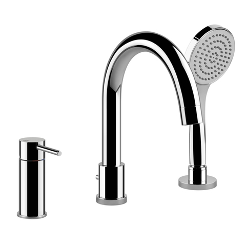 Gessi 18637#031 Gessi Emporio Via tortona Смеситель для ванны на 3 отверстия с переключателем, изливом и шлангом 1,50м, цвет: Chrome