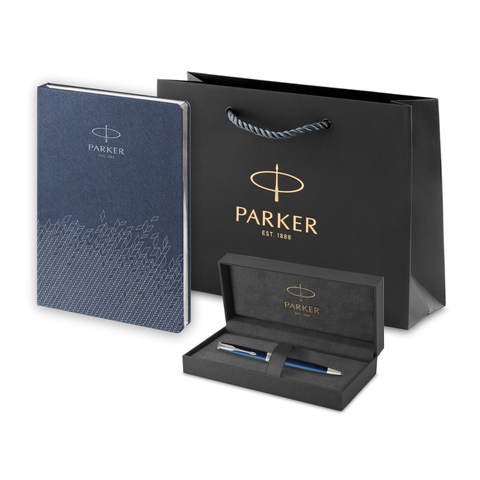 Подарочный набор: Шариковая ручка Parker Sonnet + ежедневник синий