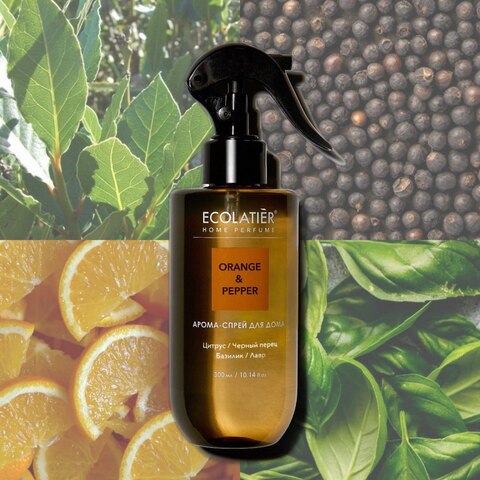 Ecolatier HOME Арома- спрей для дома ORANGE & PEPPER (Цитрус,чёрный перец,базилик,лавр) 300мл