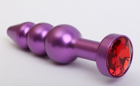 Фиолетовая фигурная анальная ёлочка с красным кристаллом - 11,2 см. - 4sexdreaM 47433-2