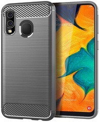 Чехол для Samsung Galaxy A40 цвет Gray (серый), серия Carbon от Caseport