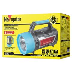 Фонарь кемп, встр акк, мех заряд, прожект, Navigator, NPT-SP21-ACCU, зар от сет220В, пластик, 14267