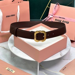 Кожаный ремень Miu Miu, темно-коричневый