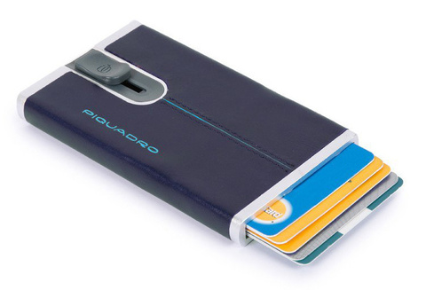 Чехол для кредитных карт Piquadro Blue Square, синий, кожа натуральная (PP4825B2R/BLU2)