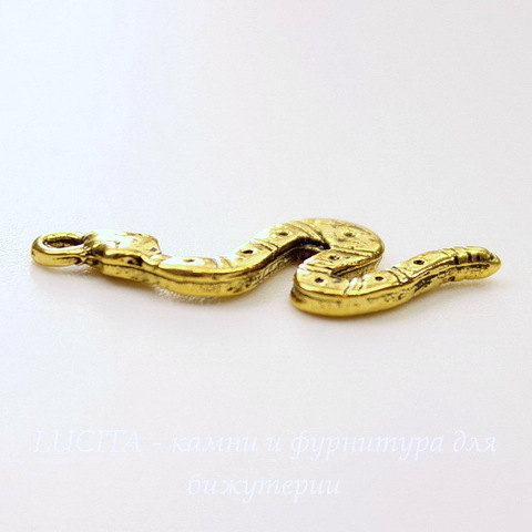 Подвеска "Змейка" (цвет - античное золото) 26х11 мм