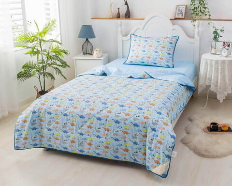 Детское постельное белье 1.5 спальное Sofi De MarkO Динозаврики голубое