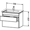 Duravit Durastyle DS648102222 Тумба под раковину, Duravit, Durastyle, ширина, мм-730, глубина, мм-448, высота, мм-610, тип установки-подвесной, форма мебели-прямоугольная, раковина-необходимо заказать, вырез под раковину-один, форма раковины-прямоуго