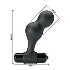 Черная анальная пробка с вибрацией Silicone Vibrating Anal Plug - 10 см. - 